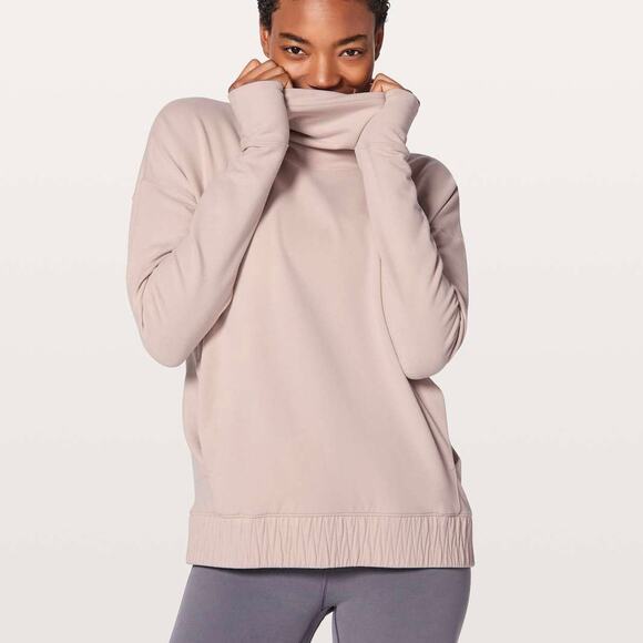 LULULEMON Stress Less Turtleneck Pullover Sweatshirt Porcelain Pink 4 - Picture 1 of 11